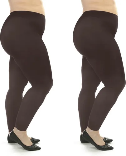 Vista 7 de Silky Toes Medias casuales sin pies de microfibra opaca para mujer, talla grande, 2 pares Negro