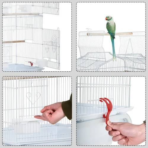 Vista 3 de Jaula para periquitos de 64 pulgadas con parte superior abierta, accesorios para jaula de loros con soporte rodante para cacatúas, periquitos