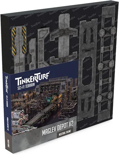 Vista 6 de Terreno de ciencia ficción TinkerTurf: MagLev Depot v2, tema abandonado, robusto, asequible y de gran aspecto a todo color, rápido y fácil