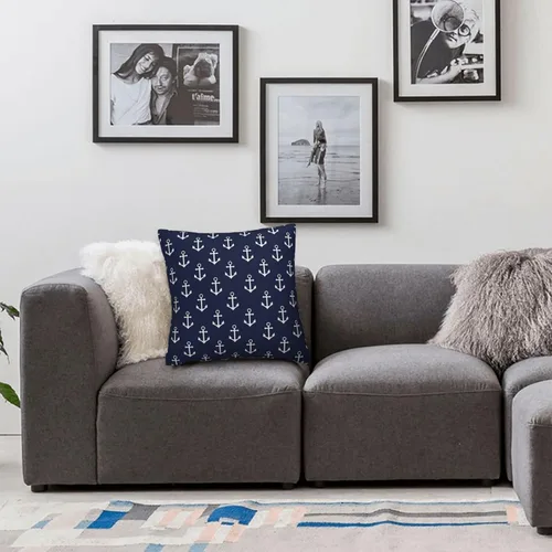 Vista 5 de Fundas de almohada con patrón de ancla náutica azul marino, fundas de almohada decorativas de 18 x 18 pulgadas, funda de almohada para decoración