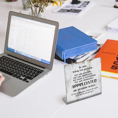 Vista 6 de Regalos de agradecimiento para mujeres y hombres, placa decorativa para oficina, regalos de reconocimiento con cita motivacional "En caso de que