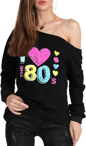 Vista 2 de Magicmk - Sudadera de hombro descubierto y mangas largas, con estampado de labios de mujer, en talla extragrande, para mujer