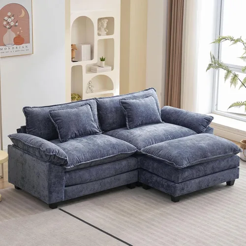 Vista 80 de Oprisen Sofá Seccional Modular, Cómodo Cloud Couch Sofá Seccional, Sofá Cama de Chenilla con Asiento Profundo con Almohadas Decorativas para Sala
