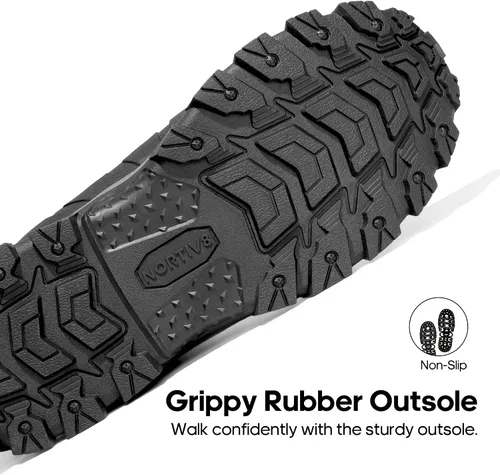 Vista 4 de NORTIV 8 Botas de invierno para hombre, aisladas, impermeables, botas de senderismo para nieve