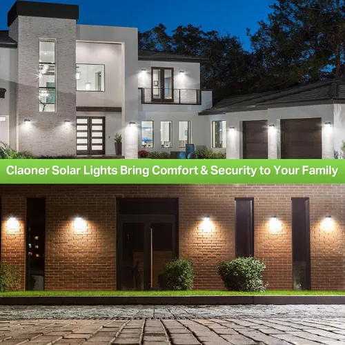 Vista 8 de CLAONER Luces solares para exteriores [126 LED], luces inalámbricas con sensor de movimiento, luces de seguridad impermeables IP65, 3 modos, ángulo
