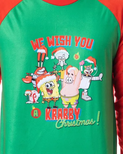 Vista 2 de Nickelodeon - Conjunto de pijama de Navidad para hombre, Bob Esponja