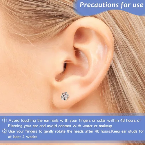Vista 6 de Chumia 12 unidades de herramienta desechable para perforación de orejas con 12 piezas de pendientes de seguridad (5 mm) sin dolor, fácil de usar