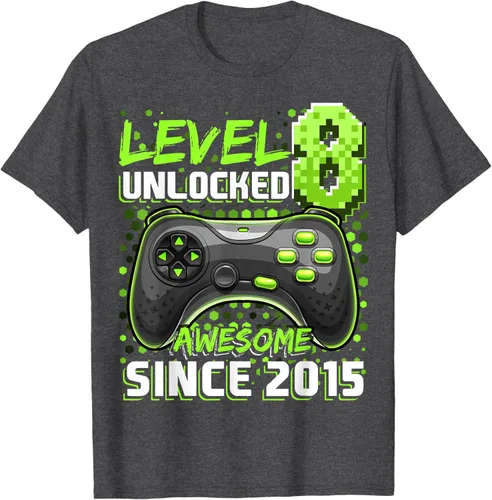 Vista 26 de Level 8 Unlocked Awesome 2015 Video Game 8th Birthday Boy T-Shirt, Negro