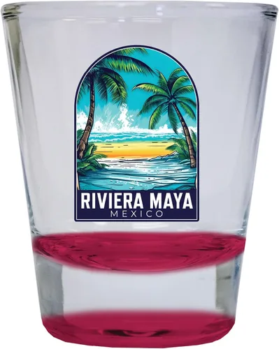 Vista 7 de Riviera Maya Mexico Design B Souvenir - Vaso de chupito redondo de 1.5 onzas, color azul, paquete de 2