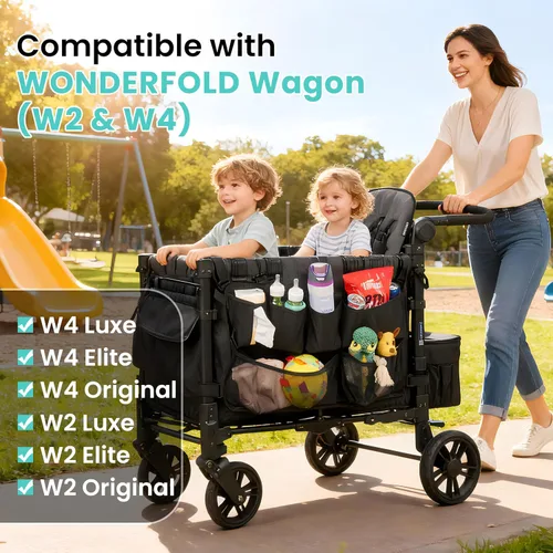 Vista 5 de Red de carga y organizador compatible con Wonderfold W2 y W4, red de almacenamiento expandible de doble capa con bolsillos con cremallera
