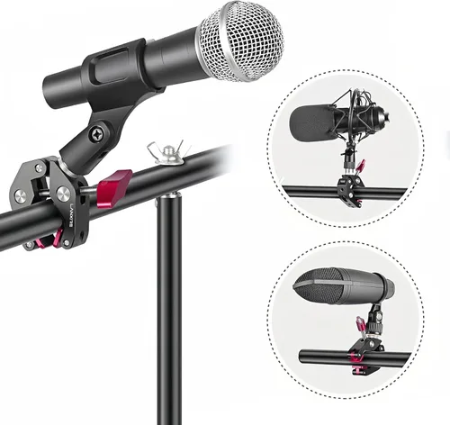 Vista 3 de Soporte de micrófono Super Clamp con tornillo de 1/4 a 5/8 pulgadas, compatible con micrófonos o accesorios de fotografía, carga máxima de 4.4