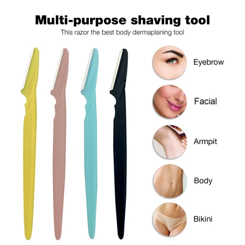 Vista 6 de Maquinilla de afeitar de cejas para mujer, 4 piezas de afeitar Dermaplane para mujer, multiusos, moldeador de pelo facial