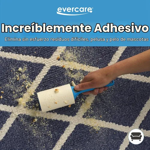 Vista 4 de Evercare Extreme Giant Stick - Rodillo de pelusa manual con mango recto, 70 hojas, color azul