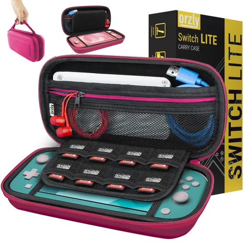 Vista 22 de Orzly Carry Case for Nintendo Switch Lite - Portable Travel Carry Case with storage for Switch Lite Games & Accessories [Solid Black]