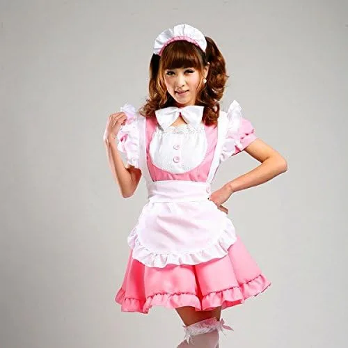 Vista 2 de Elibelle Vestido de sirvienta de anime japonés para cosplay, dulce clásico Lolita, delantal elegante con calcetines y guantes