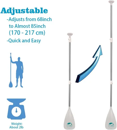 Vista 2 de YVLEEN SUP Paddle Board Paddle,Stand Up Paddleboard Paddles Paletas de aluminio ajustable 4 piezas flotante Kayak Paddle,Paleta convertible