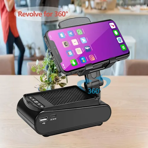 Vista 2 de Regalos para hombres, soporte para teléfono celular con altavoz Bluetooth inalámbrico, sonido envolvente HD para el hogar y al aire libre