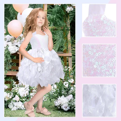 Vista 6 de Leegleri Tutu Dress for Girls Tulle Birthdya Party Dress Up for Girls Sequin Princess Gift Costume Outfit for Kids