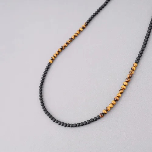 Vista 5 de COAI Collar con cuentas de piedra de ojo de tigre de ónix mate
