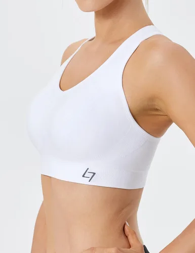 Vista 2 de FITTIN - Brasier deportivo con espalda cruzada para mujer soporte acolchado de alto impacto sin costuras para yoga gimnasio entrenamiento y Fitness