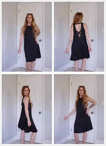 Vista 3 de Dokotoo Vestido de verano para mujer 2023, sin mangas, cuello redondo, minivestido sin mangas, vestido corto fluido con bolsillos