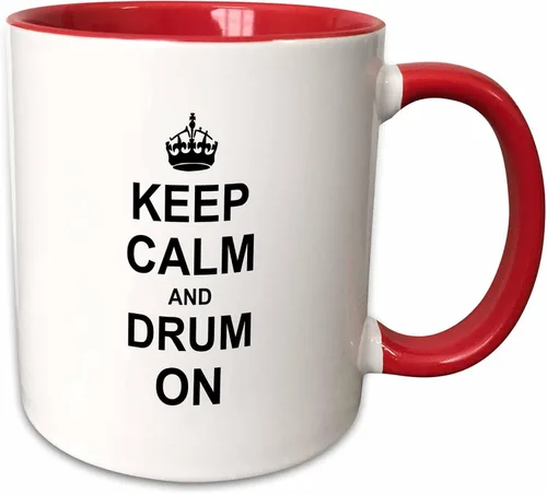 Vista 9 de 3dRose - Taza con texto en inglés "Keep Calm And Drum On", color negro