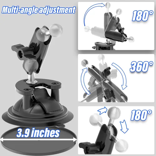 Vista 4 de Soporte para tablet de automóvil, brazo ajustable de metal duradero, soporte para tableta para parabrisas y salpicadero de automóvil, soporte