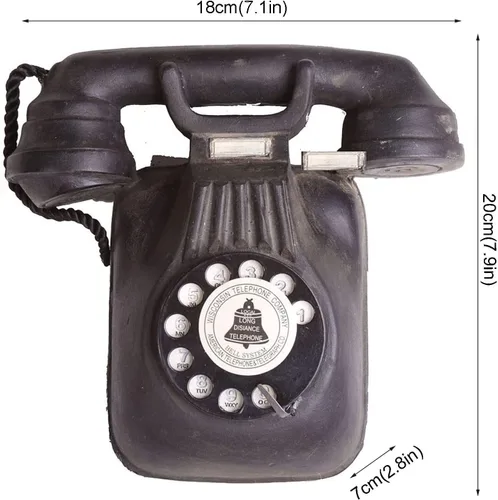Vista 6 de Modelo retro de teléfono fijo, clásico vintage antiguo teléfono teléfono clásico vintage modelo de teléfono adorno para el hogar y la oficina