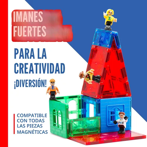 Vista 6 de Playmags Juego de figuras magnéticas comunitarias de 15 piezas – 2 pulgadas Play People perfecto para bloques de construcción de azulejos magnéticos