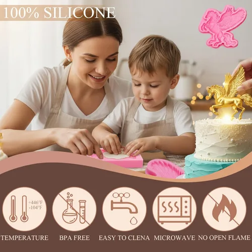 Vista 3 de Moldes de silicona de unicornio Fondant Unicorn Cake Decor Moldes de arcilla Moldes de mazapán para cupcakes Sugarcraft Chocolate Polímero Arcilla