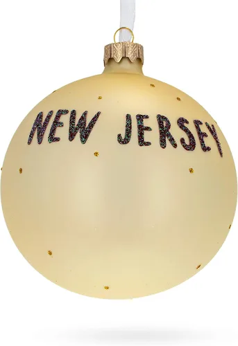 Vista 2 de Adorno navideño de bola de cristal del estado de Nueva Jersey, EE. UU., 4 pulgadas