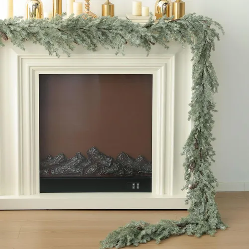 Vista 10 de MIZII - Guirnaldas de Navidad de 6 pies de largo, guirnalda artificial de pino verde con toque real, vegetación artificial verde, decoraciones