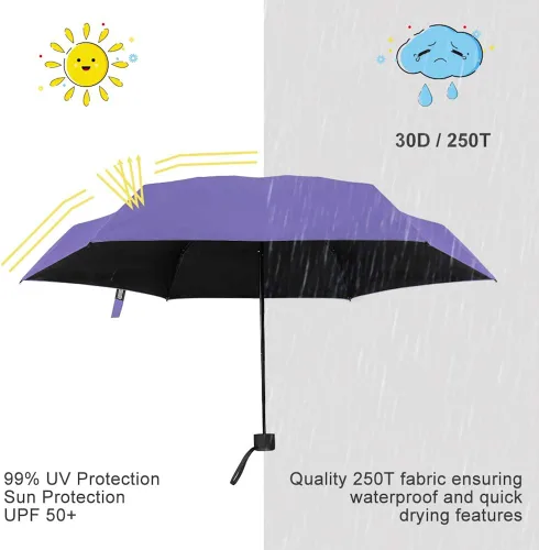 Vista 5 de Yoobure Small Mini Umbrella with Case Light Compact Design Perfect for Travel Lightweight Portable Parasol Outdoor SunRain Umbrellas