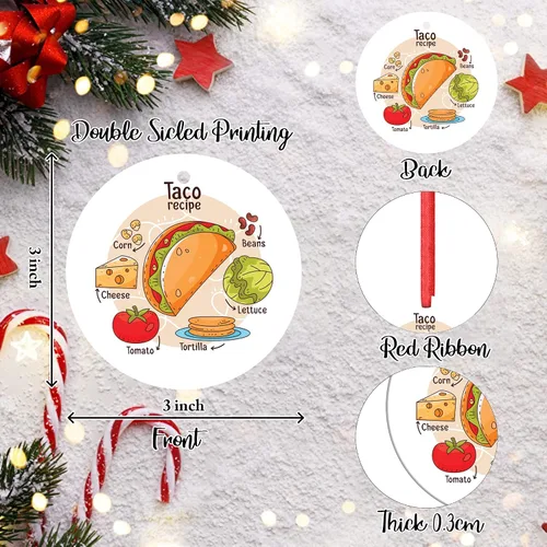 Vista 2 de Receta de tacos Adorno de Navidad Adorno colgante de tortilla Adorno de Navidad 2023 Regalo de Navidad Decoración de árbol de Navidad, adorno