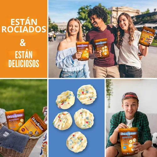 Vista 6 de Drizzilicious Mini Tortas de Arroz Sabor Pastel de Cumpleaños - Crujientes de Arroz, Aperitivo Saludable para Adultos y Niños, Tortas de Arroz