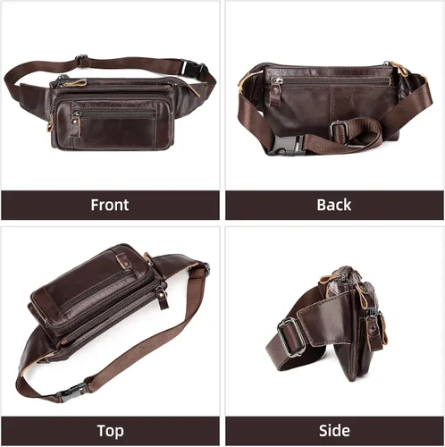 Vista 2 de HUMERPAUL Bolso bandolera para hombre y mujer, Café, Moderno