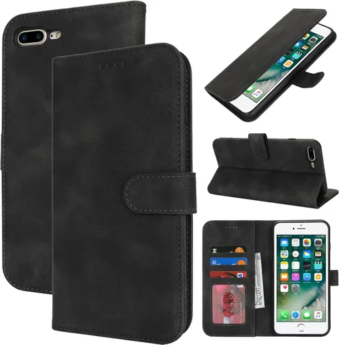 Vista 2 de Funda tipo cartera para iPhone 8 Plus iPhone 7 Plus con tarjetero para iPhone 8 Plus, funda tipo cartera para mujeres y hombres, de piel sintética