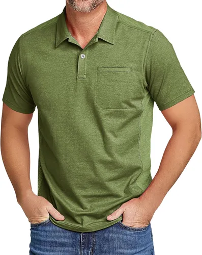 Vista 29 de V VALANCH Polo de golf de manga corta para hombre, estilo casual, con cuello que absorbe la humedad