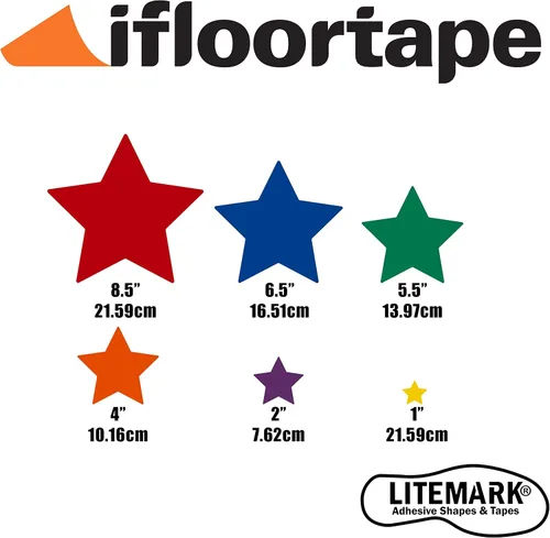 Vista 4 de LiteMark Calcomanías de vinilo mate extraíbles con diseño de estrella Blanco