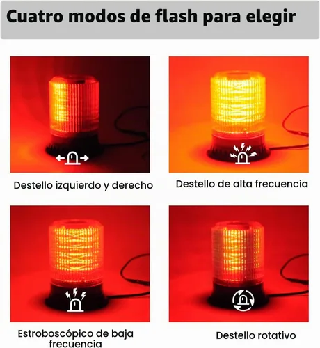Vista 2 de Luz de sirena estroboscópica LED, lámpara intermitente giratoria industrial baliza 9 tonos cuerno 120dB para camión, carretilla elevadora, taller