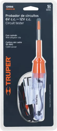 Vista 4 de TRUPER PROCO-20 Probadores de circuito CC de 8 pulgadas con abrazadera de 3.3 pies (3.3 ft)