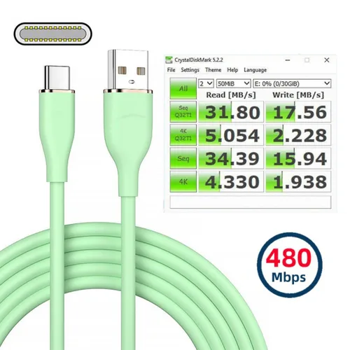 Vista 6 de chenyang USB A to C Silicone Cable,USB 2.0 Type C PD 15W Fast Charge Data Extension Cable Compatible with iPhone 15 Black 3.28FT/1.0M