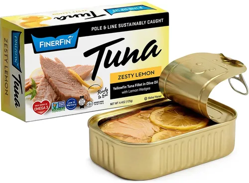 Vista 9 de FinerFin - Ensalada de atún de aleta amarilla en aceite de oliva orgánico Atún gourmet Atún enlatado con AOVE Filetes gourmet listos