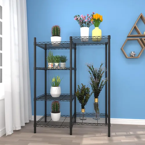 Vista 3 de Xiofio Soporte de metal de 6 niveles para interiores y exteriores, soporte múltiple para macetas, ajustable para dormitorio, sala de estar, balcón