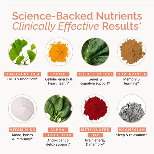 Vista 3 de BrainMD Dr Amen Bright Minds Memory Multi, sabor naranja y mango, polvo de 5.4 onzas, soporte multivitamínico y de memoria, sin gluten, sin azúcar