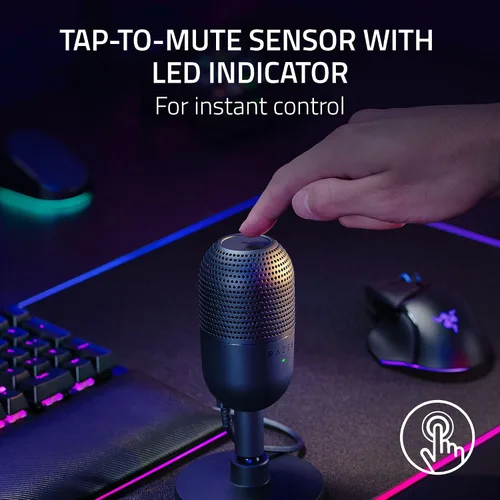 Vista 4 de Razer Seiren V3 Mini Micrófono USB: Micrófono de condensador - Patrón de captación supercardioide - Sensor de silencio con toque y indicador LED
