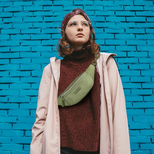 Vista 8 de Bolso pequeño de la honda para las mujeres del riñonera de nylon con la correa ajustable, Verde