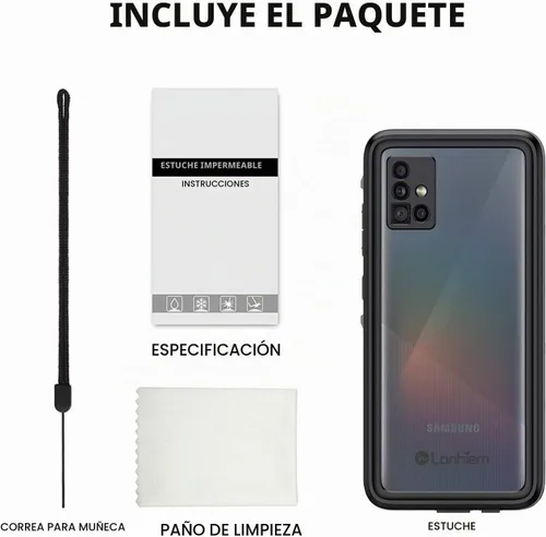 Vista 8 de Lanhiem Funda para Samsung Galaxy A51, IP68 impermeable a prueba de polvo con protector de pantalla integrado, funda protectora de cuerpo completo