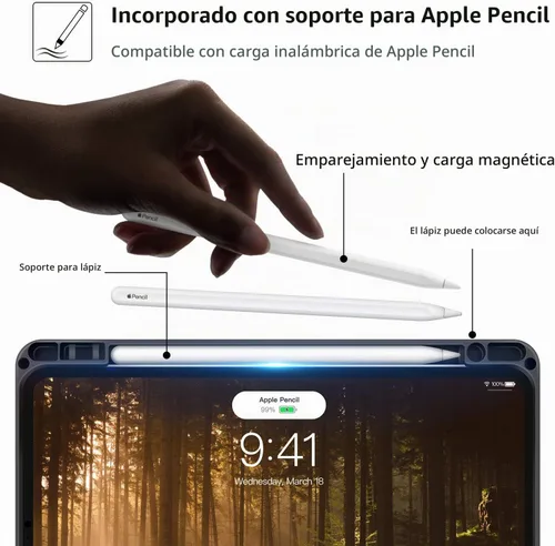 Vista 5 de H HOLIMET Funda para iPad Pro de 11 pulgadas 2022 4ª/3ª/2ª/1ª Generación 2021/2020/2018 con soporte para lápiz, cuero PU protector con bolsillo Negro