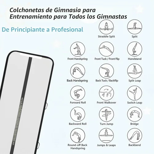 Vista 7 de VOFiTNY Colchoneta inflable de gimnasia con bomba para entrenamiento